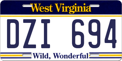 WV license plate DZI694