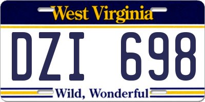 WV license plate DZI698