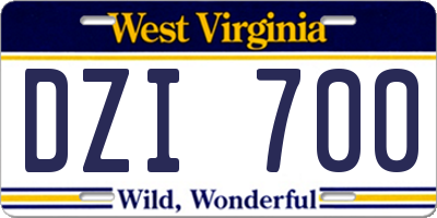 WV license plate DZI700