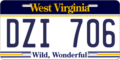 WV license plate DZI706