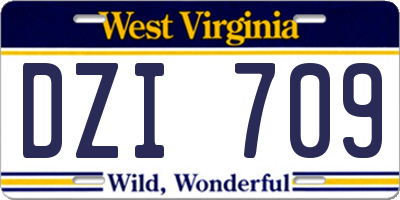 WV license plate DZI709
