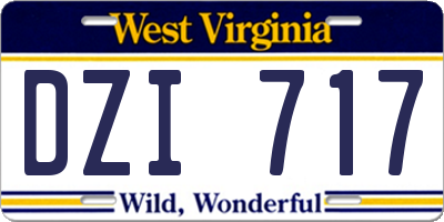 WV license plate DZI717
