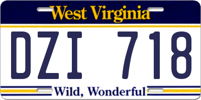 WV license plate DZI718
