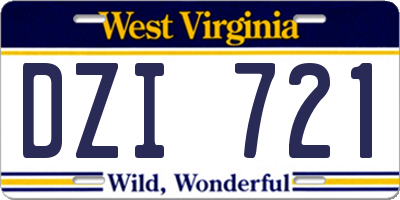 WV license plate DZI721