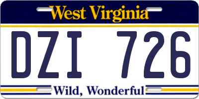 WV license plate DZI726