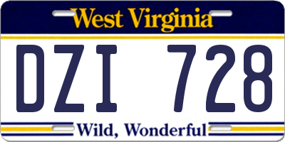 WV license plate DZI728