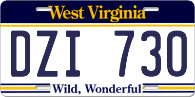 WV license plate DZI730