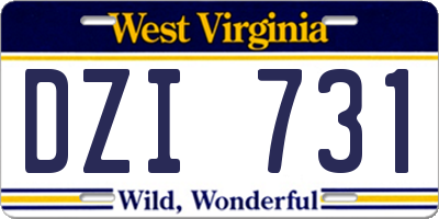 WV license plate DZI731