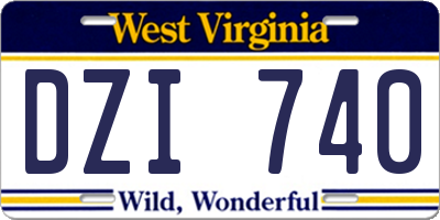 WV license plate DZI740
