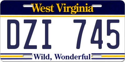 WV license plate DZI745
