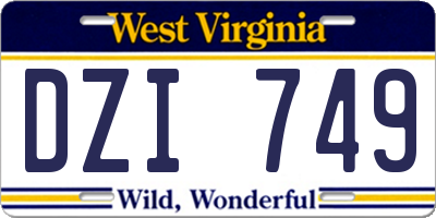 WV license plate DZI749