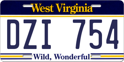 WV license plate DZI754