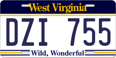 WV license plate DZI755