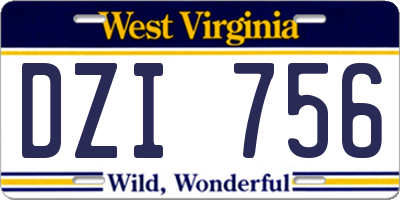 WV license plate DZI756