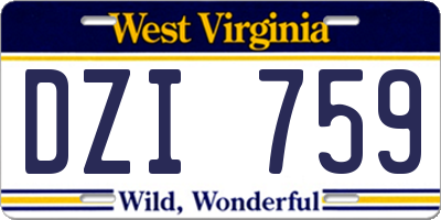 WV license plate DZI759