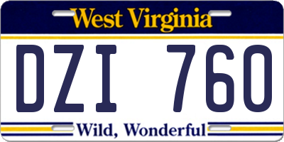 WV license plate DZI760