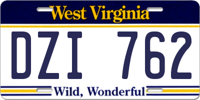 WV license plate DZI762