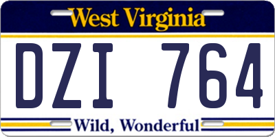 WV license plate DZI764