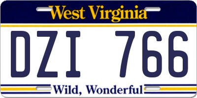WV license plate DZI766