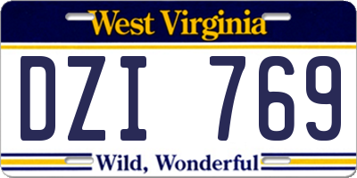 WV license plate DZI769