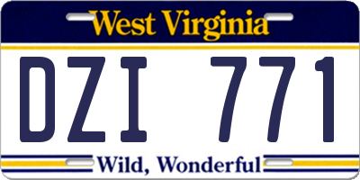 WV license plate DZI771