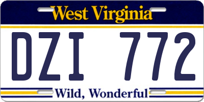 WV license plate DZI772