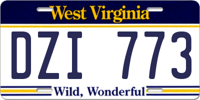 WV license plate DZI773