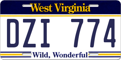 WV license plate DZI774