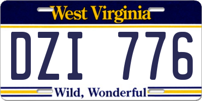 WV license plate DZI776