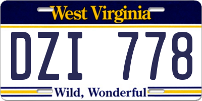WV license plate DZI778