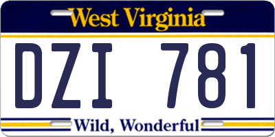 WV license plate DZI781