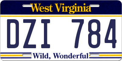 WV license plate DZI784