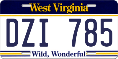 WV license plate DZI785