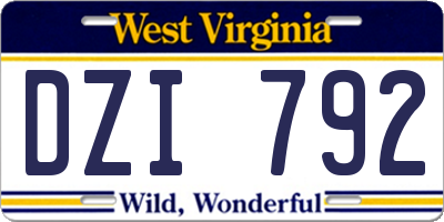 WV license plate DZI792