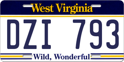 WV license plate DZI793