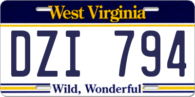 WV license plate DZI794