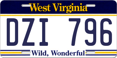 WV license plate DZI796