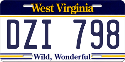WV license plate DZI798