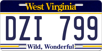 WV license plate DZI799