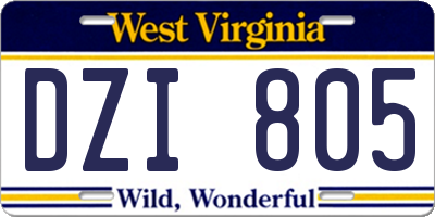 WV license plate DZI805