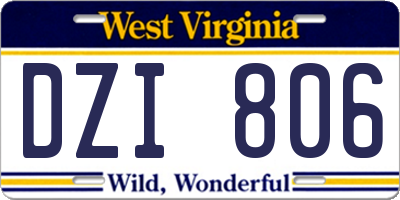 WV license plate DZI806