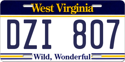 WV license plate DZI807