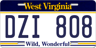 WV license plate DZI808