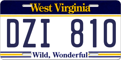 WV license plate DZI810
