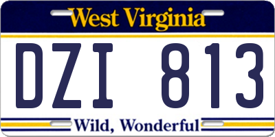 WV license plate DZI813