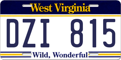 WV license plate DZI815