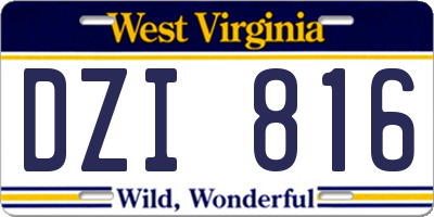 WV license plate DZI816
