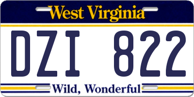 WV license plate DZI822