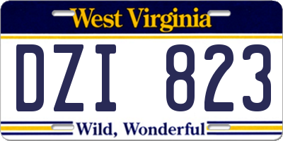 WV license plate DZI823