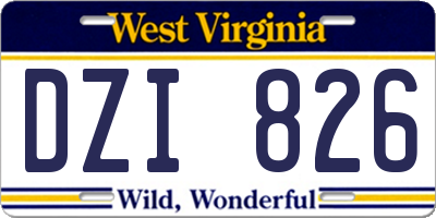 WV license plate DZI826
